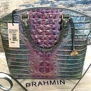 Brahmin Large Duxbury Visionary Delphine Croc Embossed Leather Sachel
